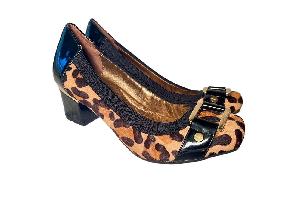 Me Too Leopard Print Block Heel Pumps